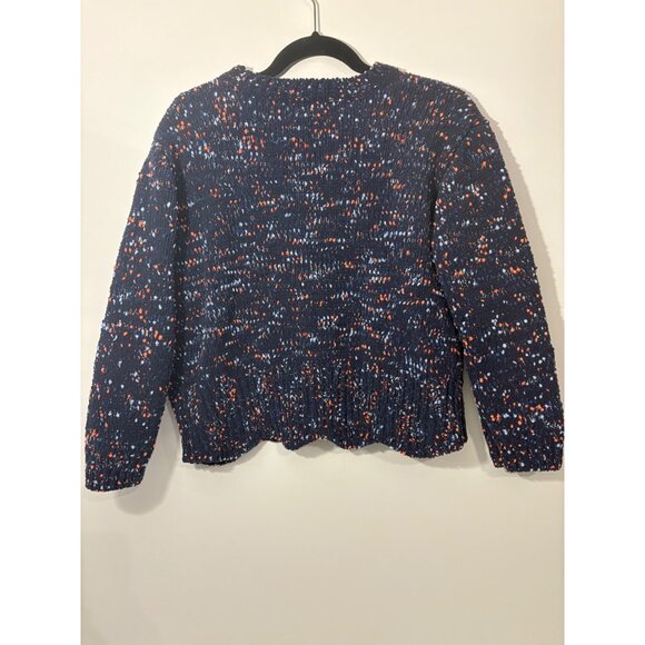 Jun & Ivy Womens Size Small Navy Speckled Textured Sweater Scalloped Bottom‎ - Picture 4 of 7